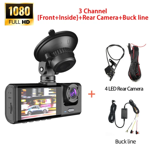 Dashcam - Camera de surveillance 3 vues HD + wifi Avant, Interieur & Arriere – Image 7